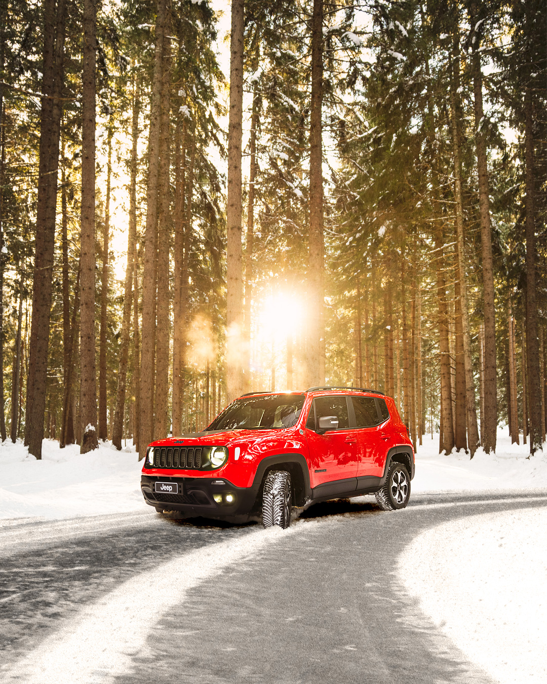 Peut être une image de voiture, jeep, route et texte qui dit ’Jeep’